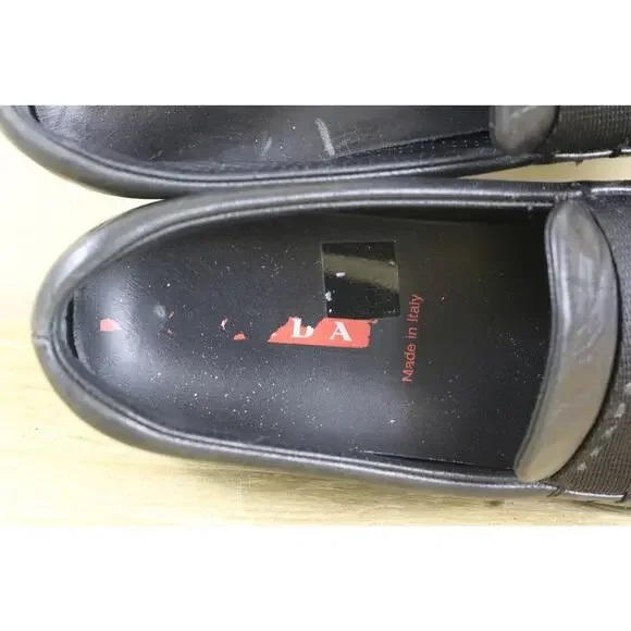 Vintage Prada Sport Shoes Womens 38 Black Leather Loafers Slip On Italy - Picture 8 of 15